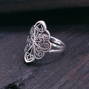 Sterling Rope Heart Filigree Ring